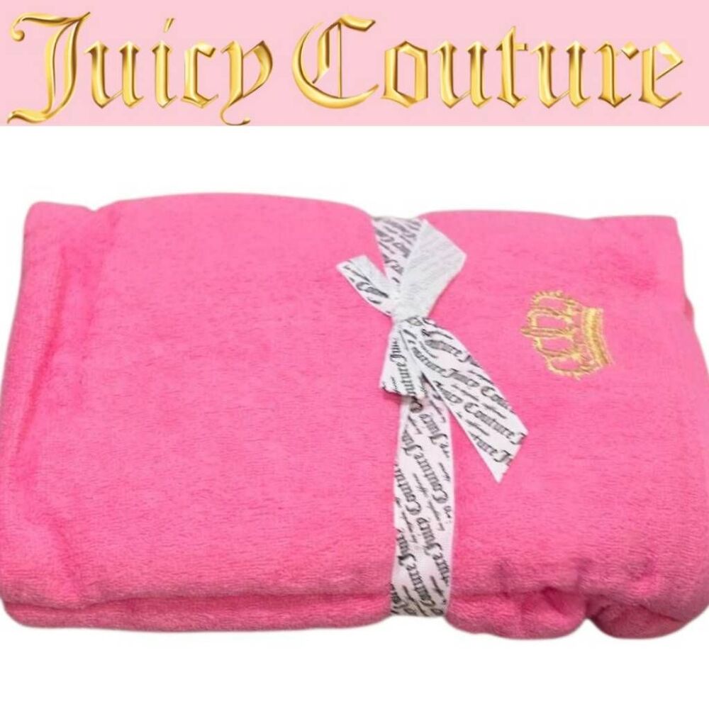 Juicy Couture Home Crown Logo Hair Wrap & Bath Towel Set- Pink/Gold